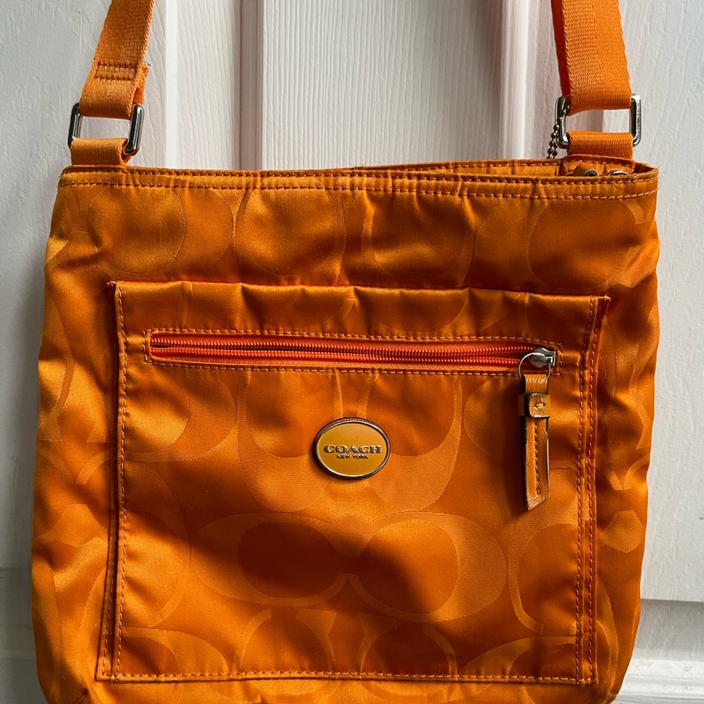 Coach Getaway Signature Nylon Crossbody File Bag F77408 Orange